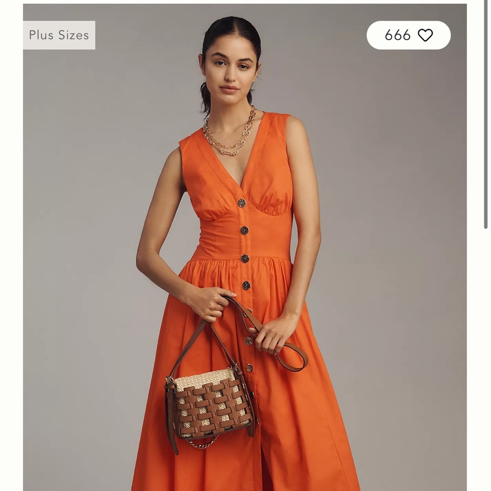 Anthropologie Vibrant Orange Maxi Dress